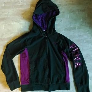 ⭐PUMA Zip Up Hoodie Girl's sweatshirt black sequins